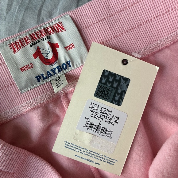 NWT True Religion x Playboy Crystal Pink Bootcut Sweatpants - Picture 12 of 17